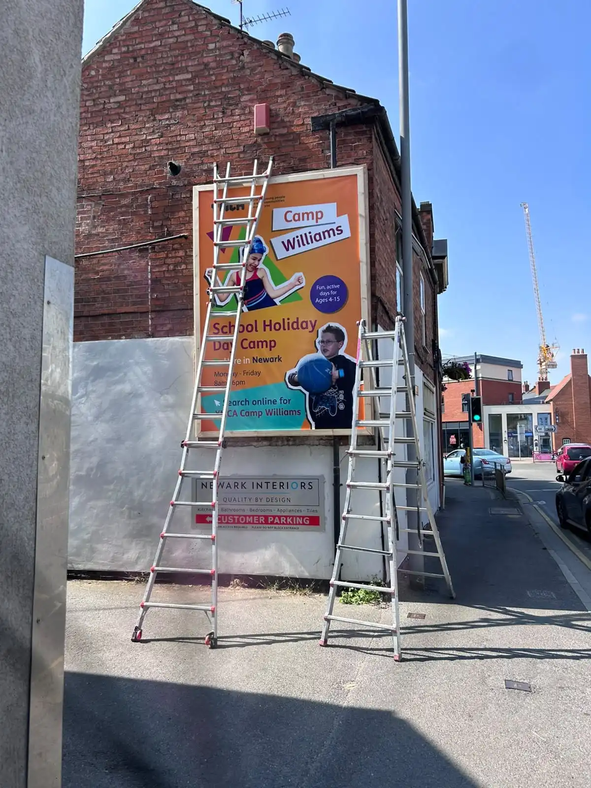 YMCA Camp Williams large format billboard installation at London Road Newark